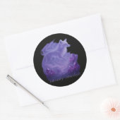 Sticker Rond Février Amethyst - Mystical Fox & Crystal (Enveloppe)