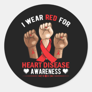 Sticker Rond Février Nous Portons Red Heart Disease Awareness A