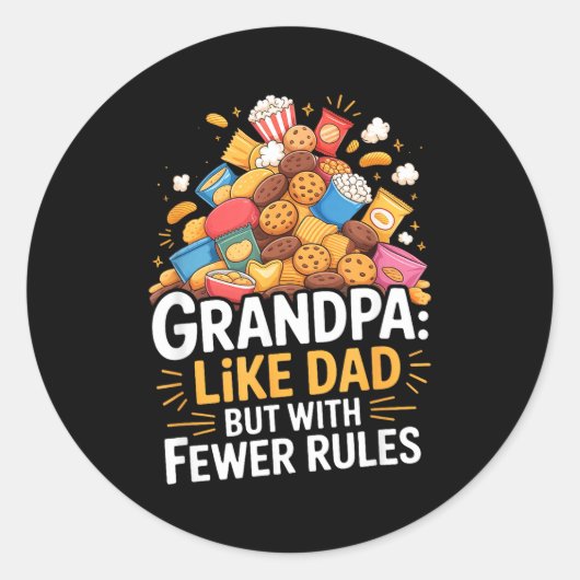 Sticker Rond Fewer Rules Funny Grandpa (Devant)