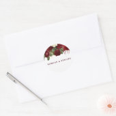 Sticker Rond Fiançailles de mariage de Bourgogne rouge blanc (Enveloppe)
