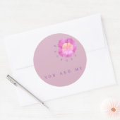 Sticker Rond Fiançailles florales : fleurs roses sur (Enveloppe)