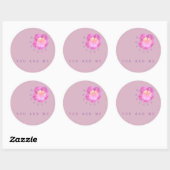 Sticker Rond Fiançailles florales : fleurs roses sur (Feuille)