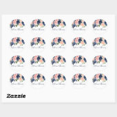 Sticker Rond Fiançailles Mariage floral Blush & Navy (Feuille)