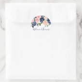 Sticker Rond Fiançailles Mariage floral Blush & Navy (Sac)
