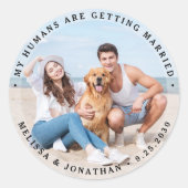 Sticker Rond Fiançailles moderne personnalisé Animaux de compag (Devant)