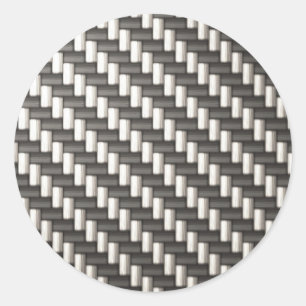 Sticker Rond Fibre réfléchie de carbone texturisée