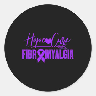 Sticker Rond Fibro Sensibilisation Hope Cure Fibromyalgia Ribb 