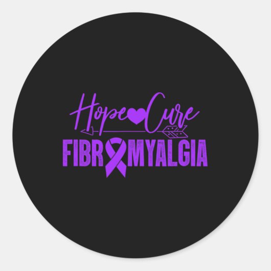 Sticker Rond Fibro Sensibilisation Hope Cure Fibromyalgia Ribb  (Devant)