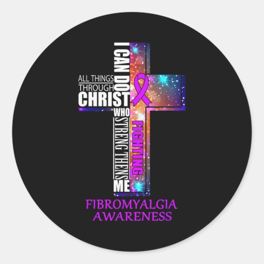 Sticker Rond Fibromyalgia Awareness Shirt - Christmas Gift Shir (Devant)