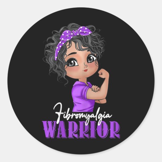 Sticker Rond Fibromyalgia Warrior Strong Women Fibromyalgia Awa (Devant)