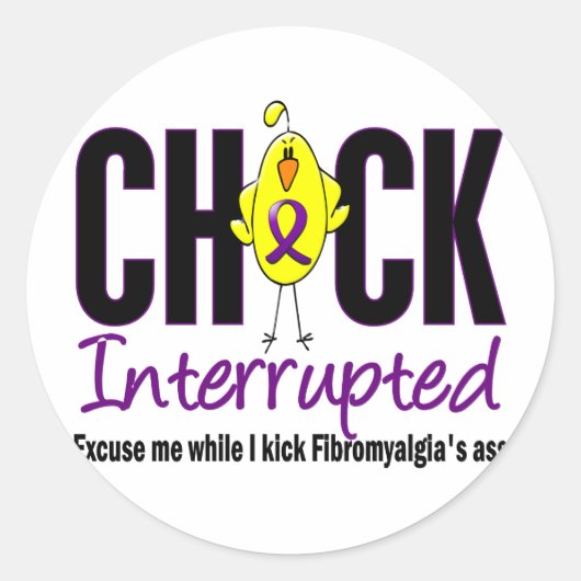 Sticker Rond Fibromyalgie Chick Interrompu (Devant)