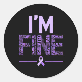 Sticker Rond Fibromyalgie fine guerrier Fibro Sensibilisation V