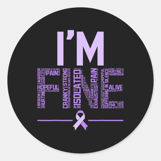 Sticker Rond Fibromyalgie fine guerrier Fibro Sensibilisation V (Devant)