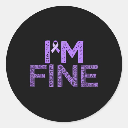 Sticker Rond Fibromyalgie fine guerrier Fibro Sensibilisation V (Devant)