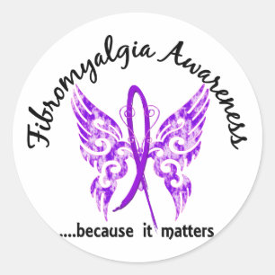 Sticker Rond Fibromyalgie grunge du papillon 6,1 de tatouage