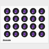 Sticker Rond Fibromyalgie Guerrier de sensibilisation Purple Ri (Feuille)