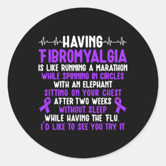Sticker Rond Fibromyalgie Guerrier Mois de sensibilisation à la