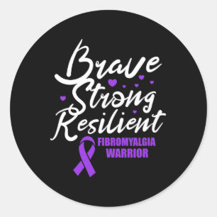 Sticker Rond Fibromyalgie guerrière brave forte résistance Fibr