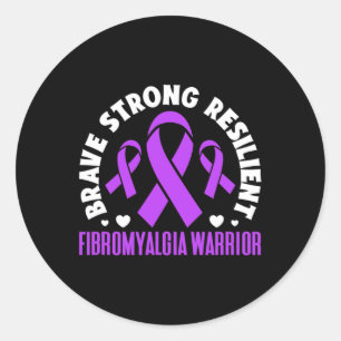 Sticker Rond Fibromyalgie guerrière brave forte résistance Fibr
