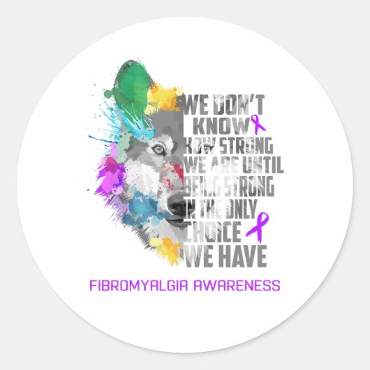 Sticker Rond Fibromyalgie Sensibilisation au ruban Cadeaux de s (Devant)