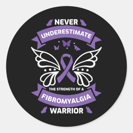Sticker Rond Fibromyalgie - Sensibilisation des guerriers (Devant)