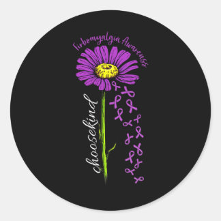 Sticker Rond Fibromyalgie Sensibilisation Fleur de marguerite F