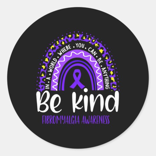 Sticker Rond Fibromyalgie Sensibilisation Leopard arc-en-ciel C (Devant)