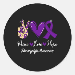 Sticker Rond Fibromyalgie Sensibilisation Paix Amour Espoir Rib