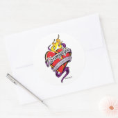 Sticker Rond Fibromyalgie Tattoo Heart (Enveloppe)