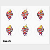 Sticker Rond Fibromyalgie Tattoo Heart (Feuille)
