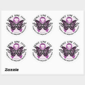 Sticker Rond Fibromyalgie Tribal des papillons (Feuille)
