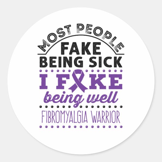 Sticker Rond Fibromyalgie Warria Fake Être bien (Devant)