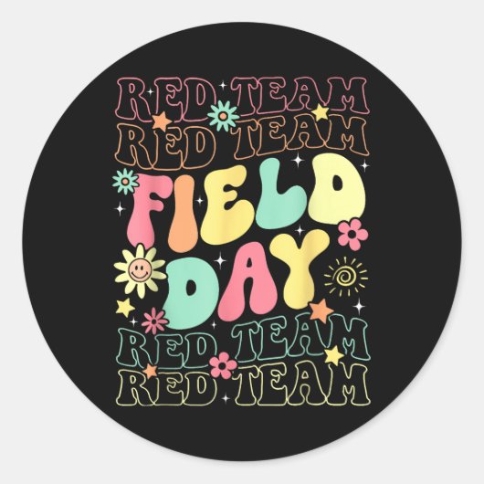 Sticker Rond Field Day Red Team Couleur War Camp Équipe Jeu Com (Devant)