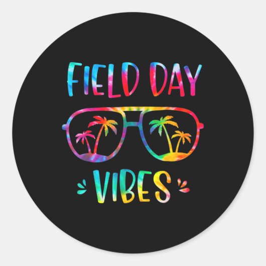 Sticker Rond Field Day Vibes Amusement Pour Les Enfants Enseign (Devant)