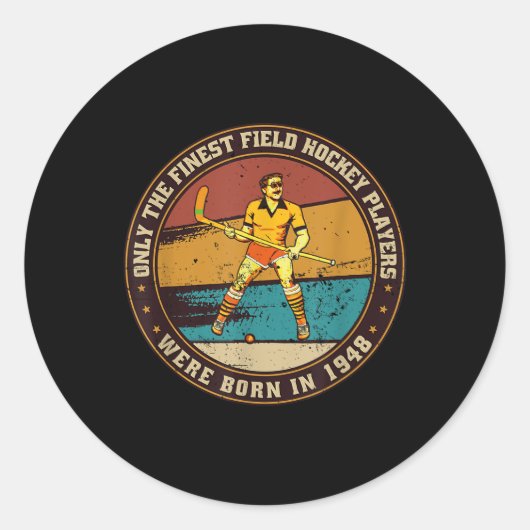 Sticker Rond Field-hockey-players Born In 1948 Birthday Field-h (Devant)