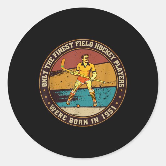 Sticker Rond Field-hockey-players Born In 1951 Birthday Field-h (Devant)