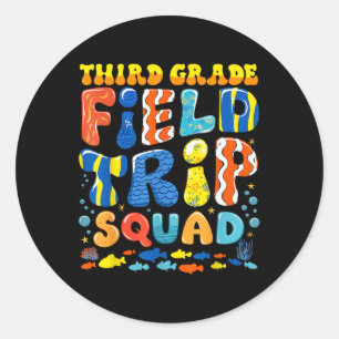 Sticker Rond Field Trip Squad Fish Aquarium 3e année Enseignant