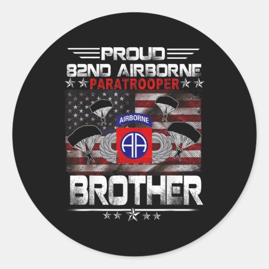 Sticker Rond Fier 82e Parachutiste aéroporté Drapeau américain  (Devant)