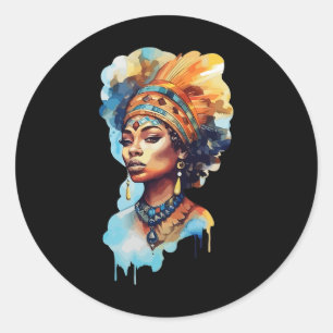 Sticker Rond Fier Afro-Américain Afro-Américain Femme spirituel
