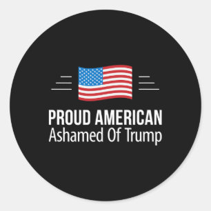 Sticker Rond Fier Américain - Honte De Trump -
