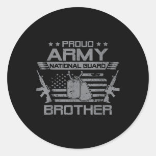 Sticker Rond Fier Armée Garde Nationale Frère Drapeau Militar U