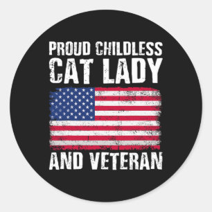 Sticker Rond Fier Chat Sans Enfant Dame Et Vétéran Drôle Électi