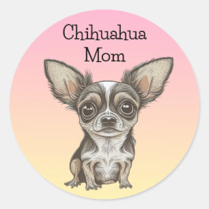 Sticker Rond Fier Chihuahua Maman