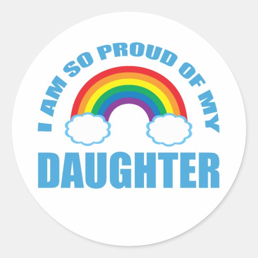 Sticker Rond Fier de ma fille Gay pride arc-en-ciel Parent (Devant)
