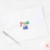 Sticker Rond "Fier d'être moi" Texte Arc-en-ciel (Enveloppe)