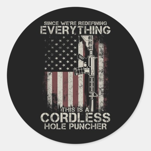 Sticker Rond Fier drapeau américain vétéran des droits d'armes (Devant)