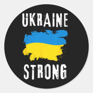 Sticker Rond Fier d'Ukraine Drapeau Ukrainien Fierté Vintage Ho