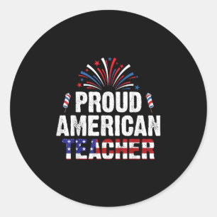 Sticker Rond Fier enseignant américain éducateur Usa Patriotic