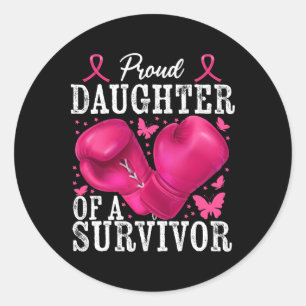 Sticker Rond Fier Fille De Survivant Cancer Du Sein Boxe Gl
