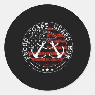 Sticker Rond Fier Garde Côtière Maman Us Militaire Chemise Mère